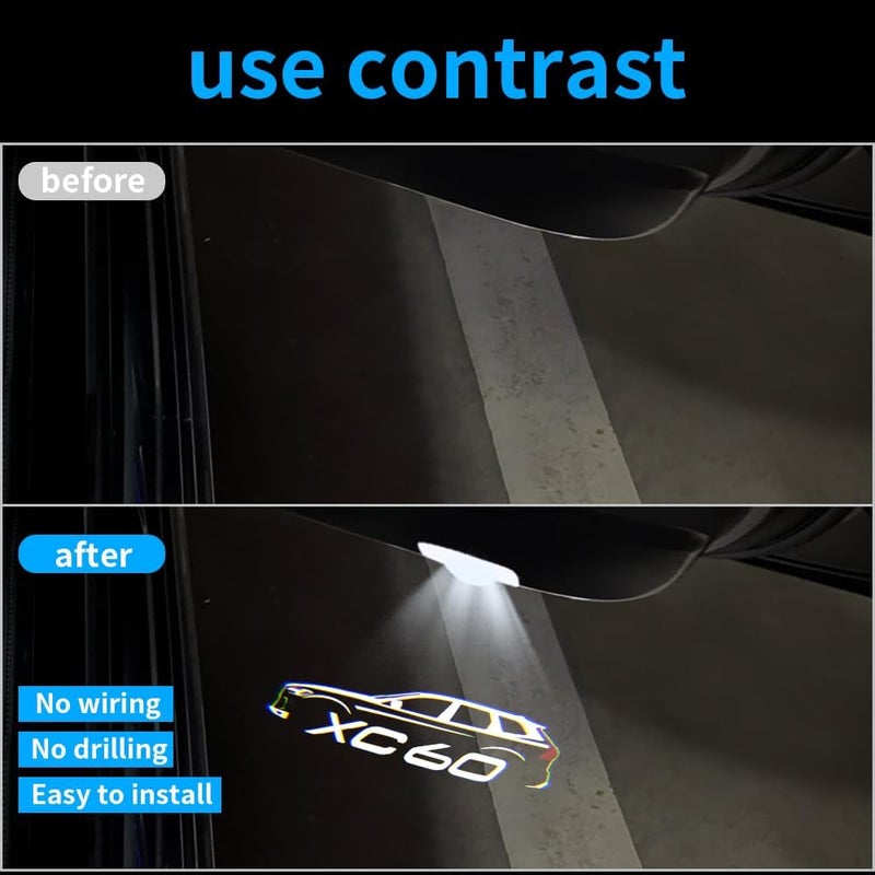 uunonaha XC90 XC60 Car Door Lights Logo Ghost Shadow Welcome Puddle Projection Light Compatible for XC90 XC60 Accessories (XC60-1) - Image 4
